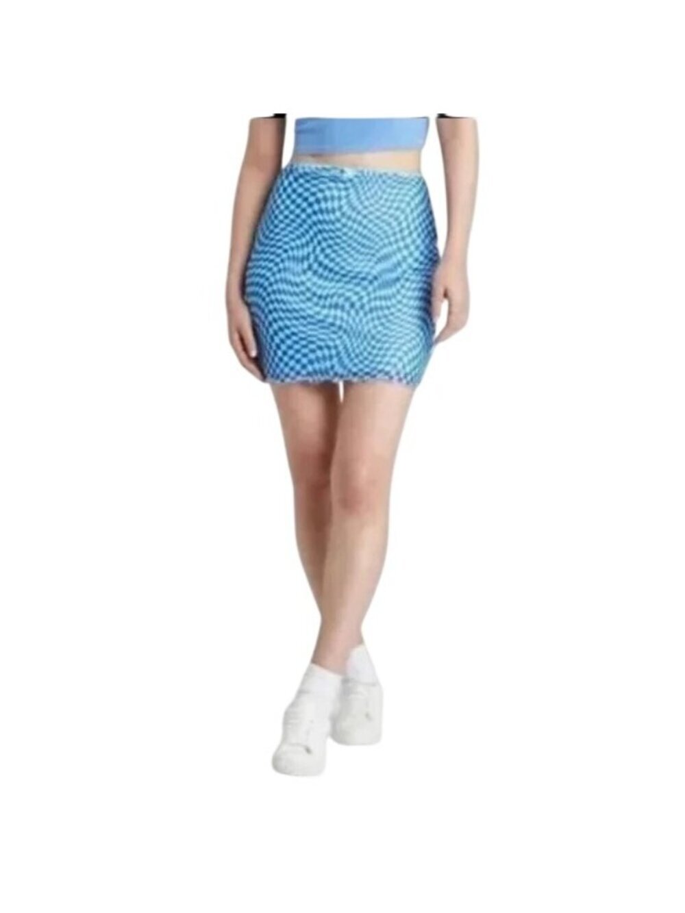 Wild Fable Blue Checkered Mini Skirt